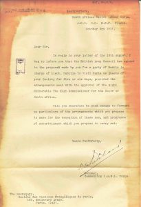 Réponse du Colonel Pritchard au courrier du pasteur Bianquis
Octobre 1917